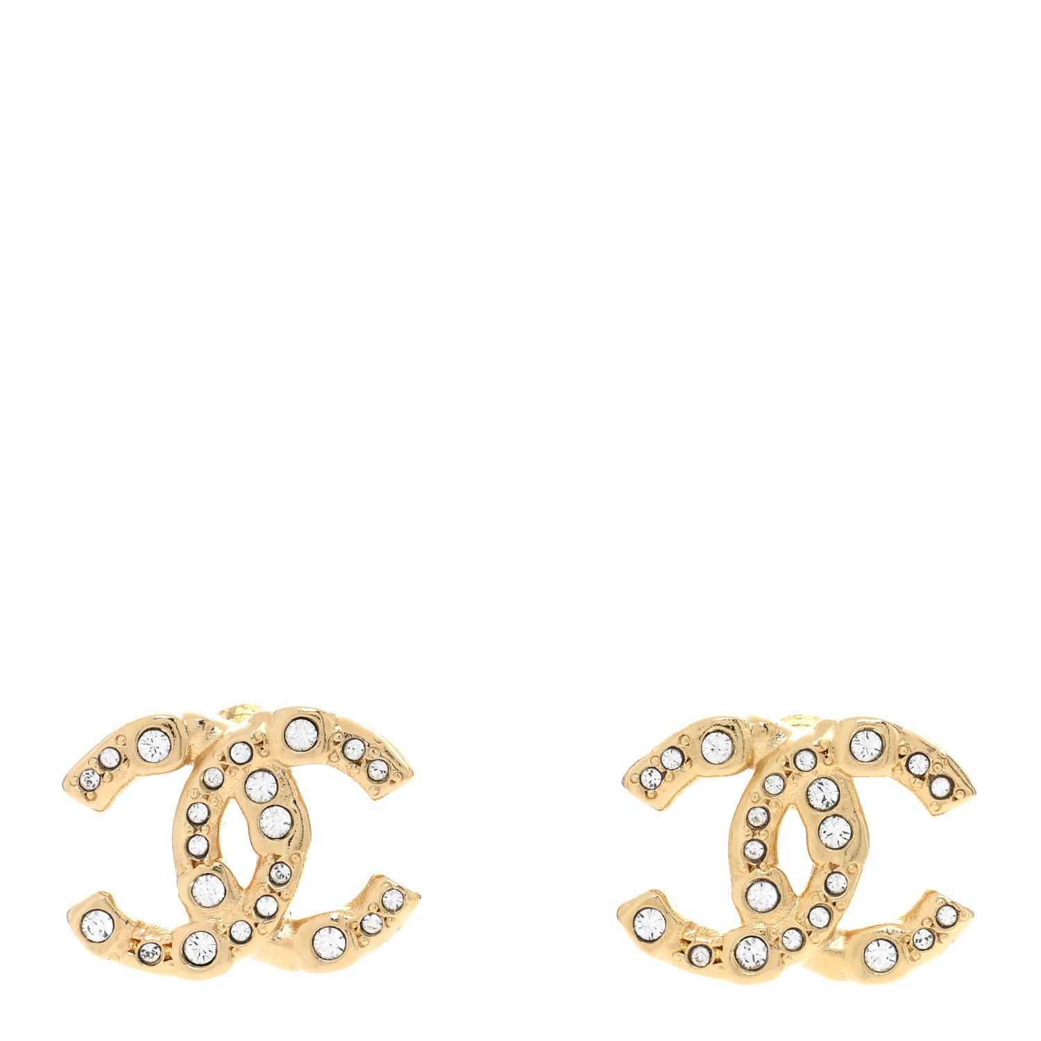 Chanel Crystal CC Earrings Gold 1 of 5