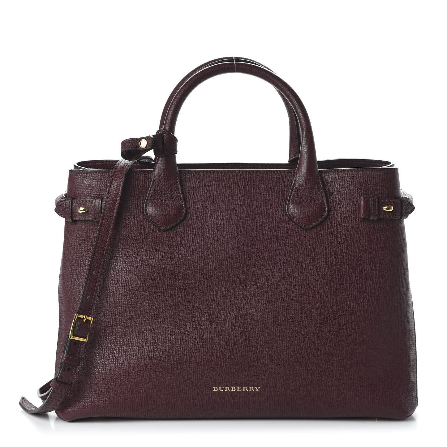 Grainy Calfskin House Check Medium Banner Tote Mahogany Red