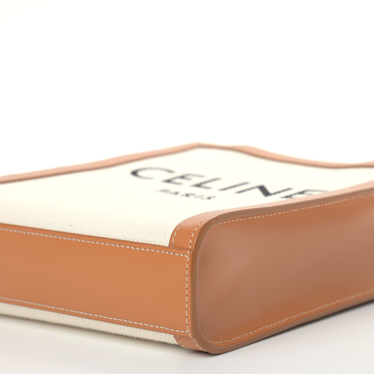 Canvas Calfskin Mini Vertical Cabas Natural Tan