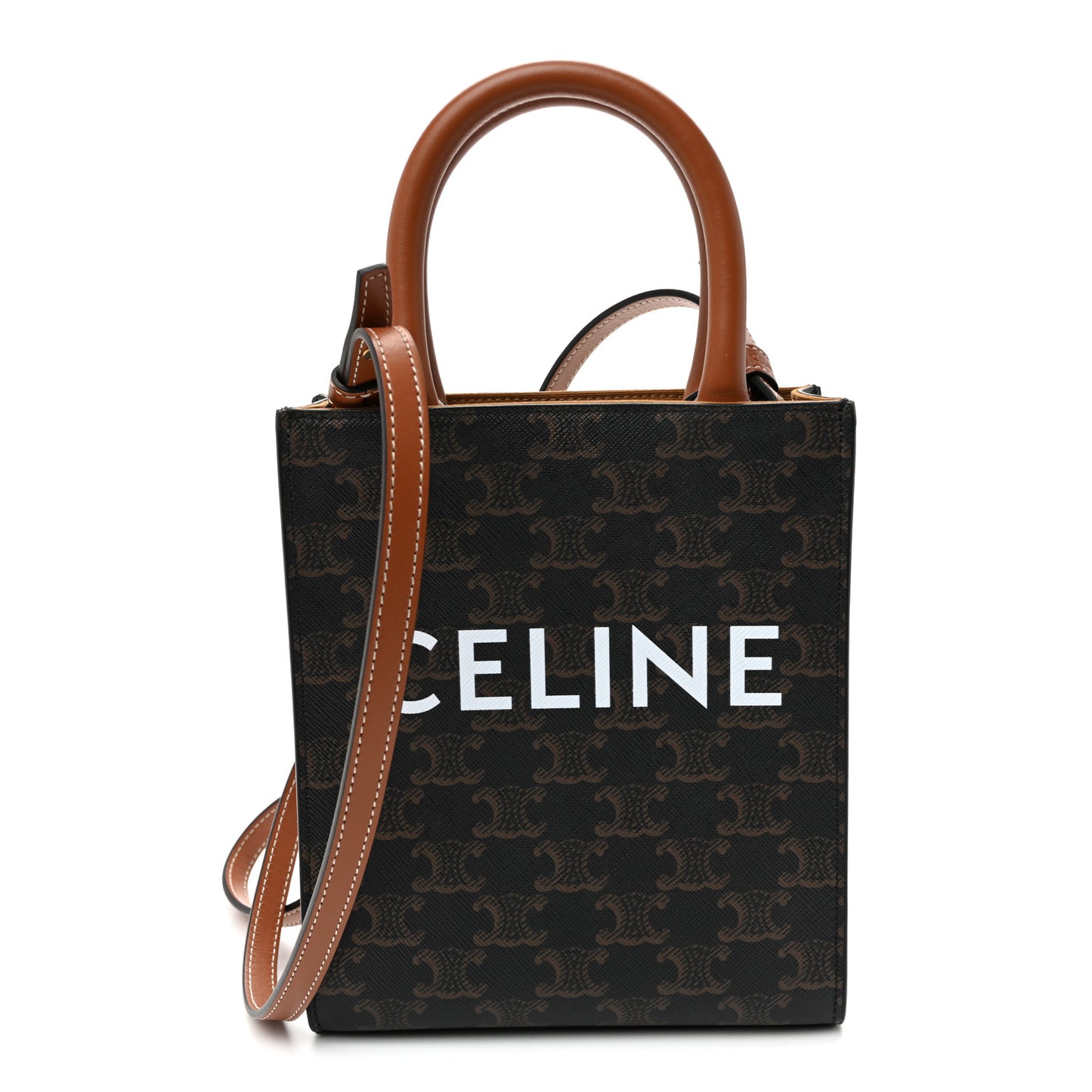 Triomphe Canvas Calfskin Mini Vertical Cabas Tan Tan