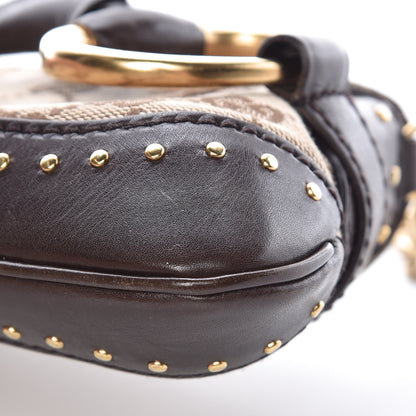 Gucci Monogram Studded Horsebit Clutch Dark Brown 10 of 10