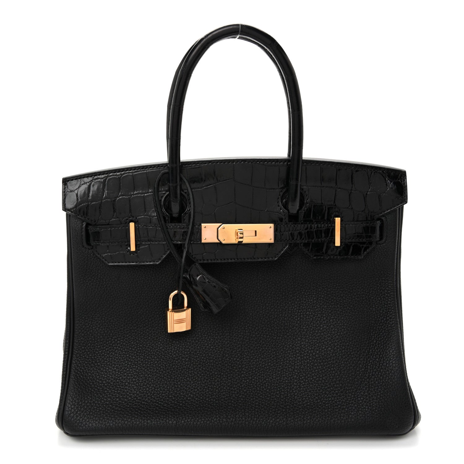Hermes Togo Shiny Niloticus Crocodile Birkin Touch 30 Black 1 of 12