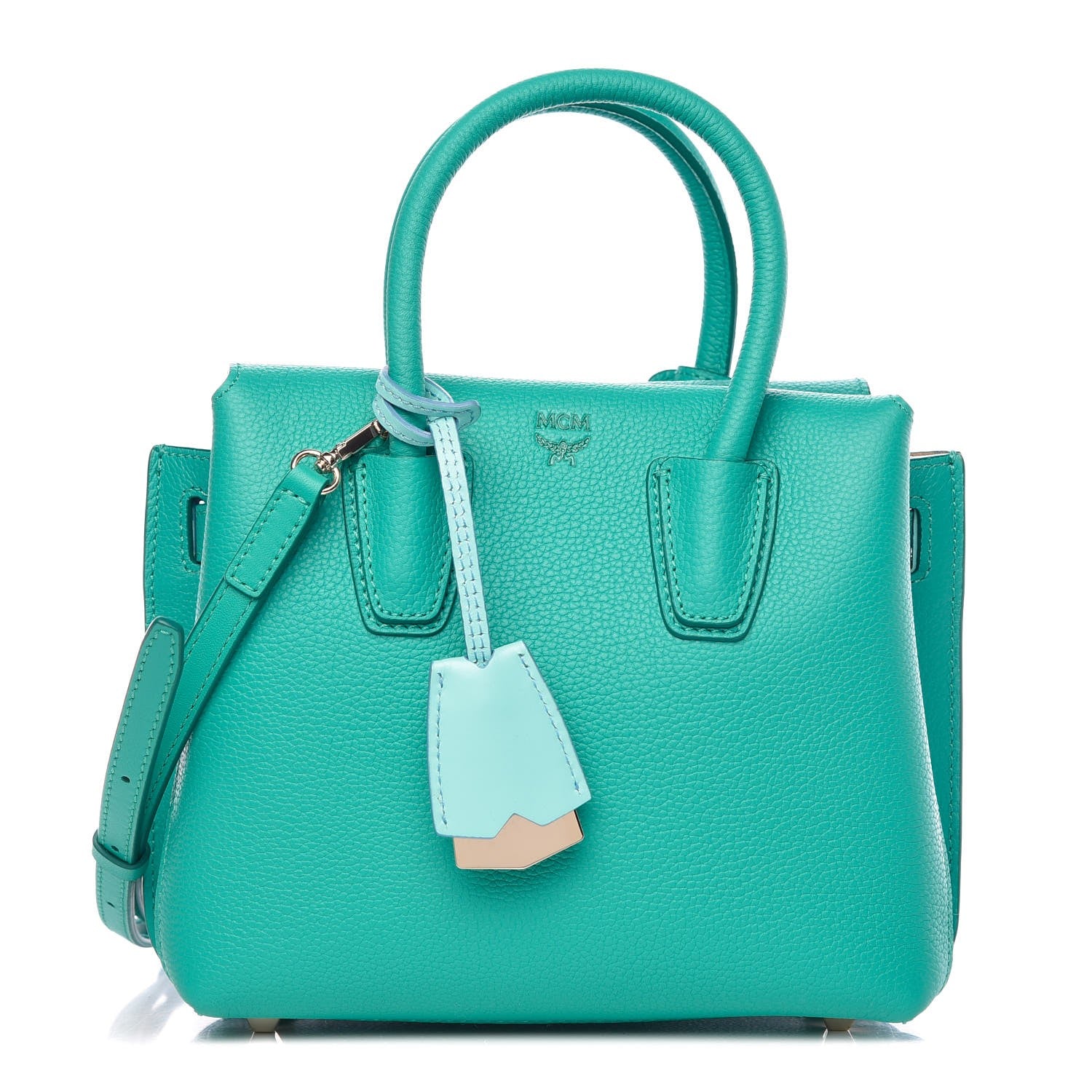 MCM Grained Calfskin Mini Milla Tote Oasis Green 1 of 6