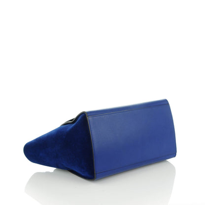 Celine Drummed Calfskin Suede Medium Trapeze Indigo 4 of 8