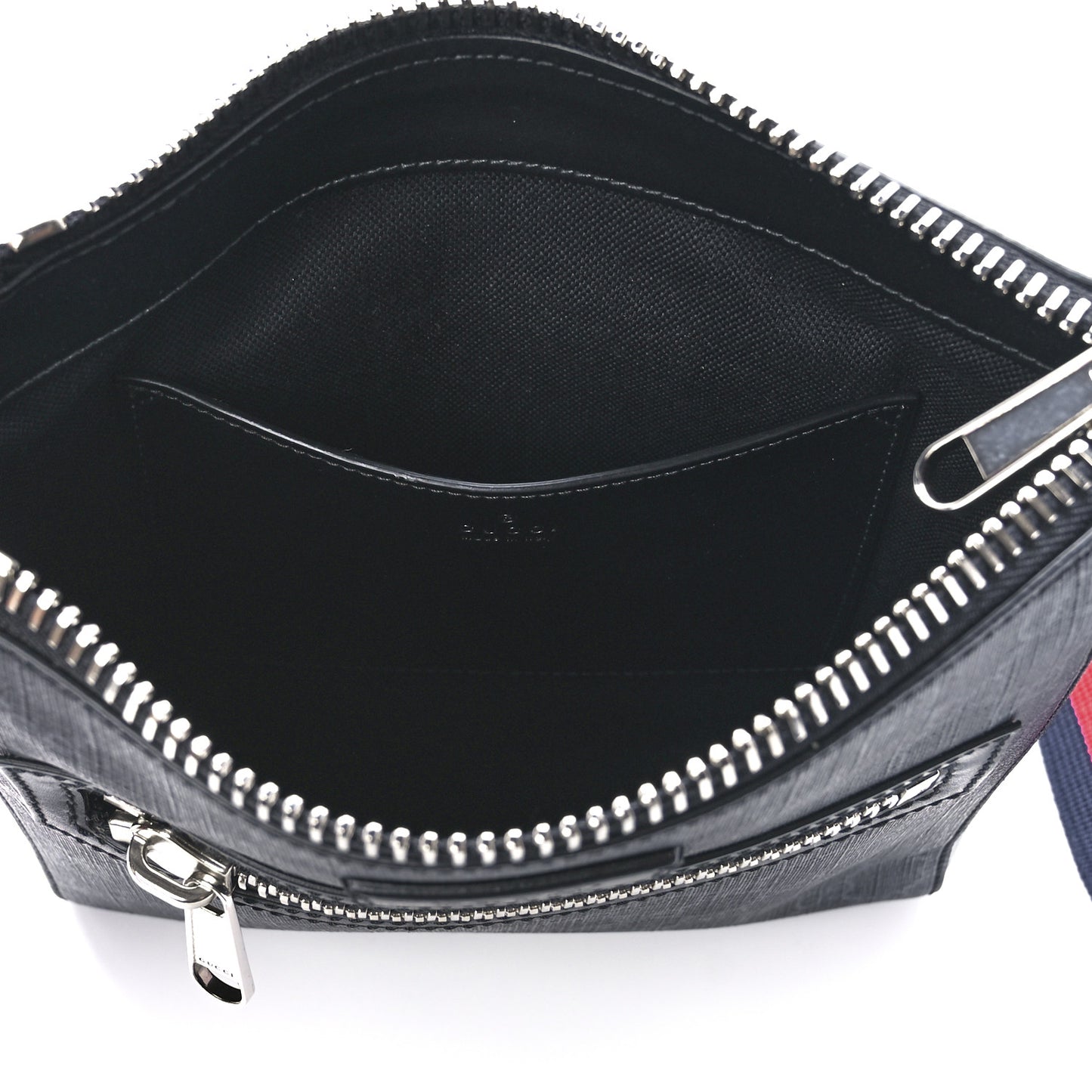 GG Supreme Monogram Web Small Flat Messenger Bag Black Grey