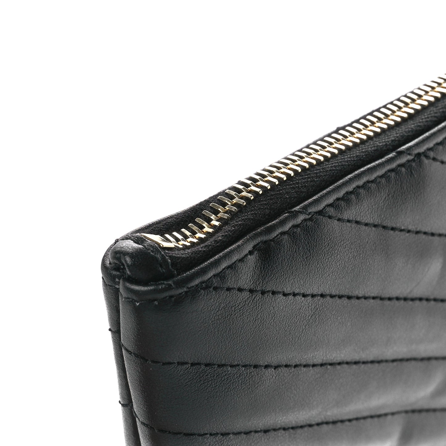 Calfskin Matelasse Chevron Monogram A5 Wristlet Black
