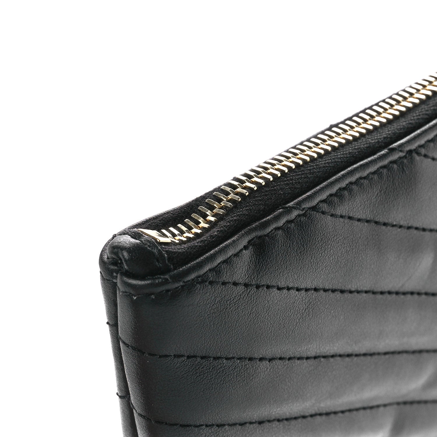 Saint Laurent Calfskin Matelasse Chevron Monogram A5 Wristlet Black 12 of 13