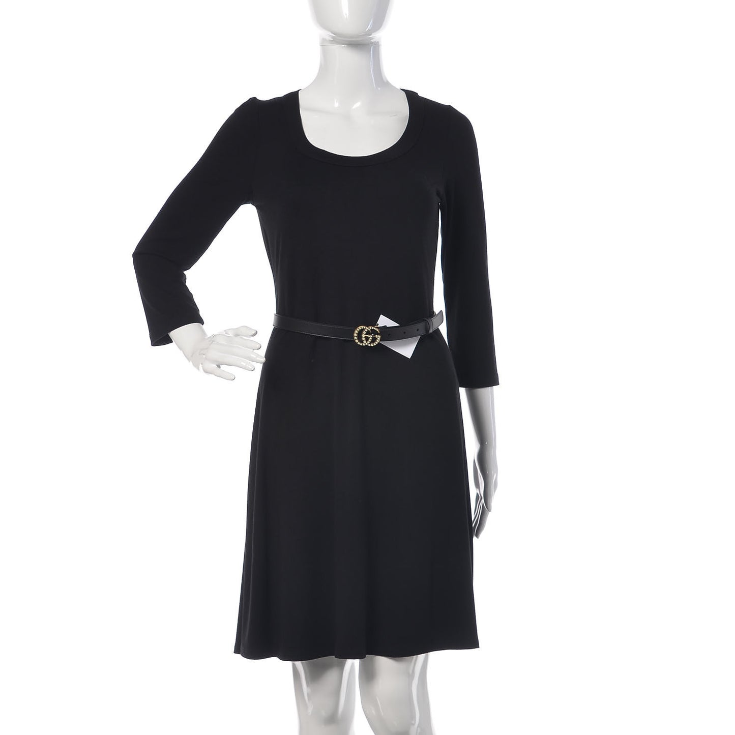 Calfskin Pearl Double G 20mm Belt 75 30 Black Cream