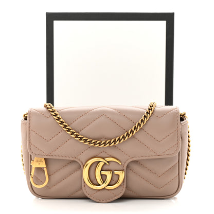 Gucci Calfskin Matelasse Super Mini GG Marmont Shoulder Bag Porcelain Rose 12 of 12