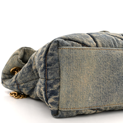 Saint Laurent Denim Quilted Small Loulou Puffer Monogram Chain Satchel Rodeo Blue 5 of 11