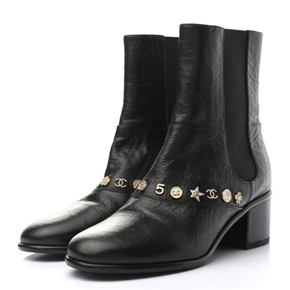 Chanel Tumbled Calfskin Short Boots 37 Black 3 of 9