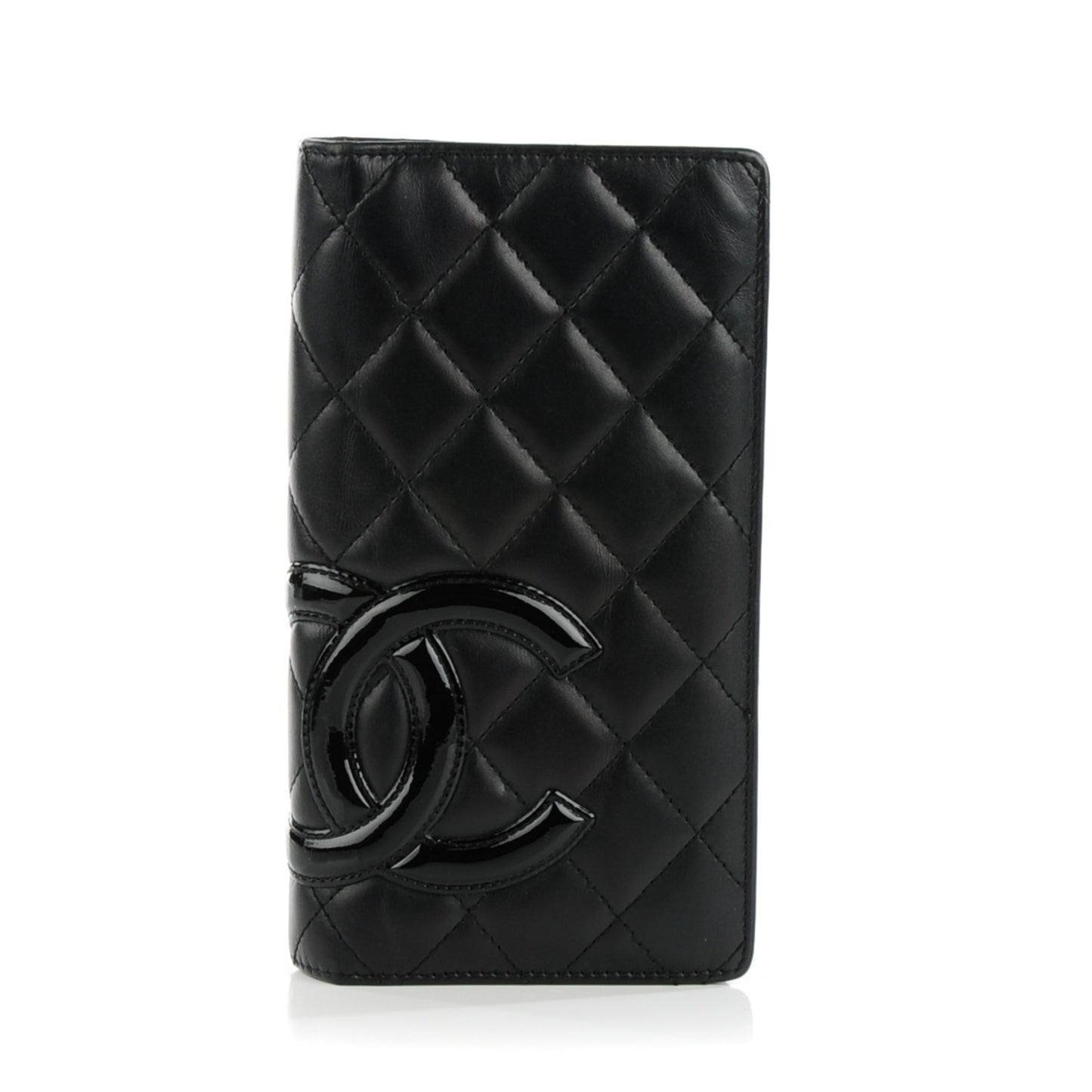 Calfskin Quilted Cambon Yen Wallet Black