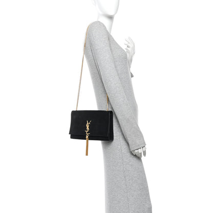 Saint Laurent Suede Medium Classic Monogram Kate Tassel Satchel Black 2 of 12