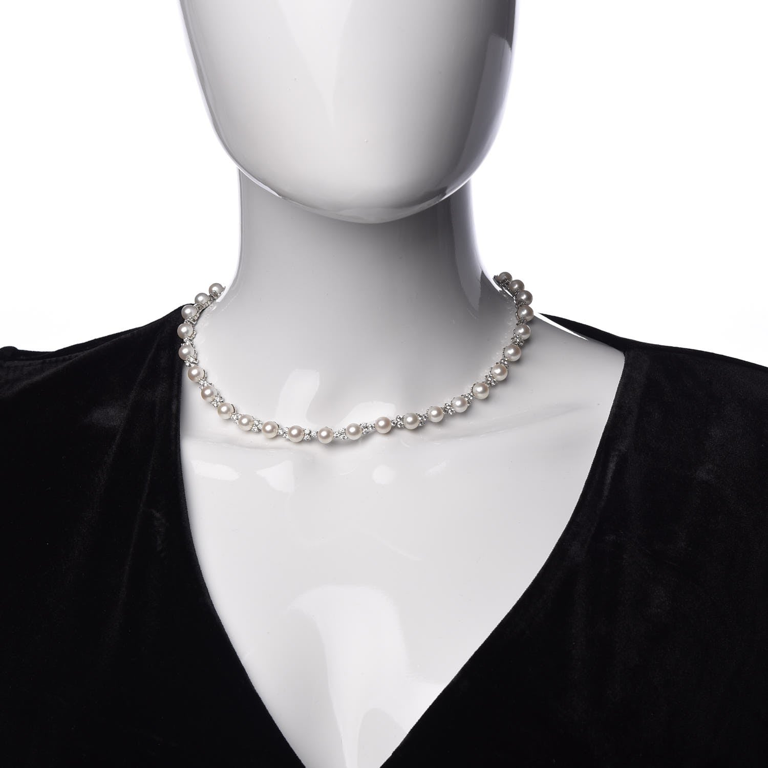 Tiffany Platinum Diamond Akoya Pearl 6.5-7mm Aria Necklace 2 of 13