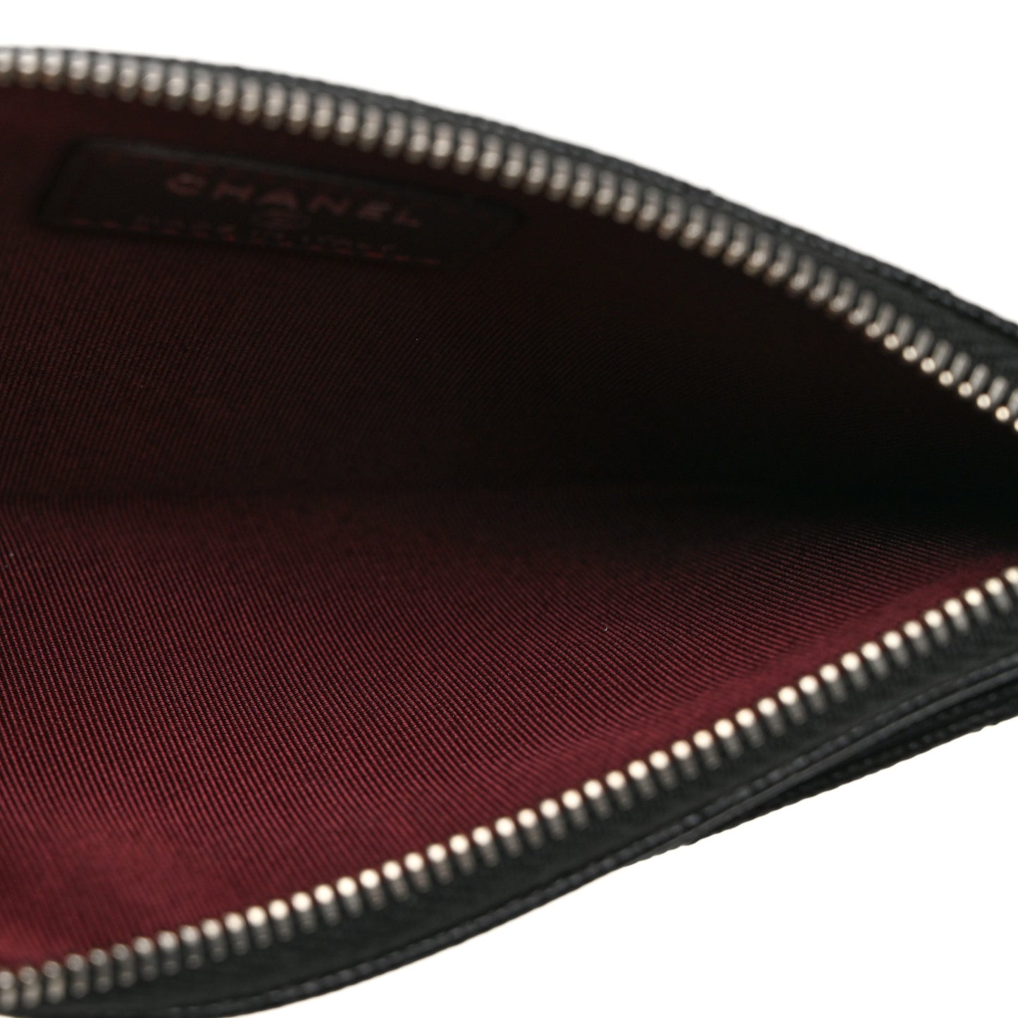 Caviar Chevron Quilted Zip Pouch Black