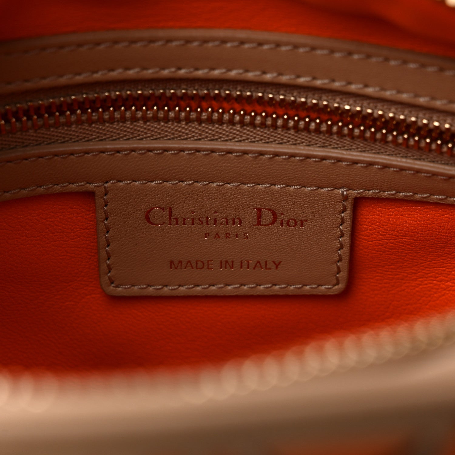 Christian Dior Calfskin Suede Cutout Stars Medium Lady Dior Beige Orange 6 of 9