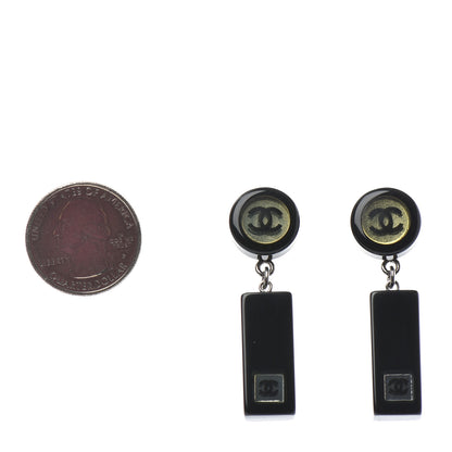 Chanel Lucite CC Square Charm Earrings Black 2 of 4