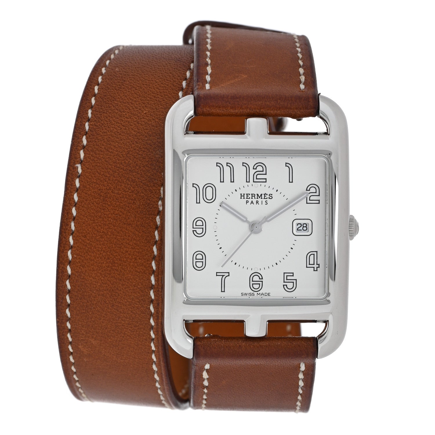 Hermes Stainless Steel Barenia 29mm Cape Cod Double Tour Quartz Watch Fauve 1 of 5
