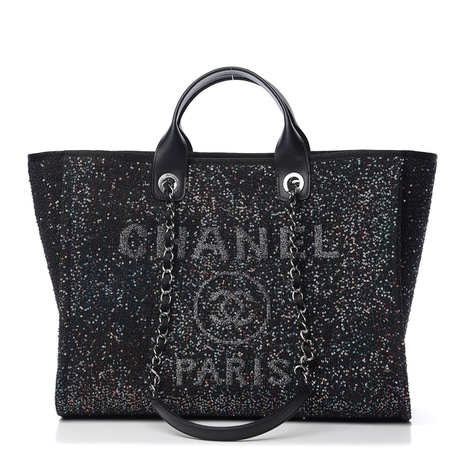 Chanel Calfskin Sequin Medium Deauville Tote Black 1 of 10