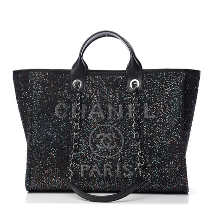 Chanel Calfskin Sequin Medium Deauville Tote Black 1 of 10