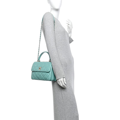 Chanel Lambskin Quilted Small Trendy CC Flap Dual Handle Bag Turquoise 2 of 15