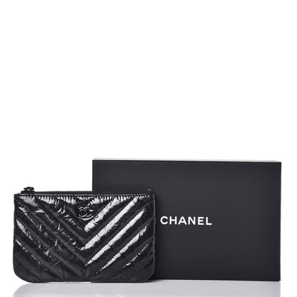 Chanel Patent Metallic Crumpled Calfskin Chevron Quilted Cosmetic Case So Black 8 of 8