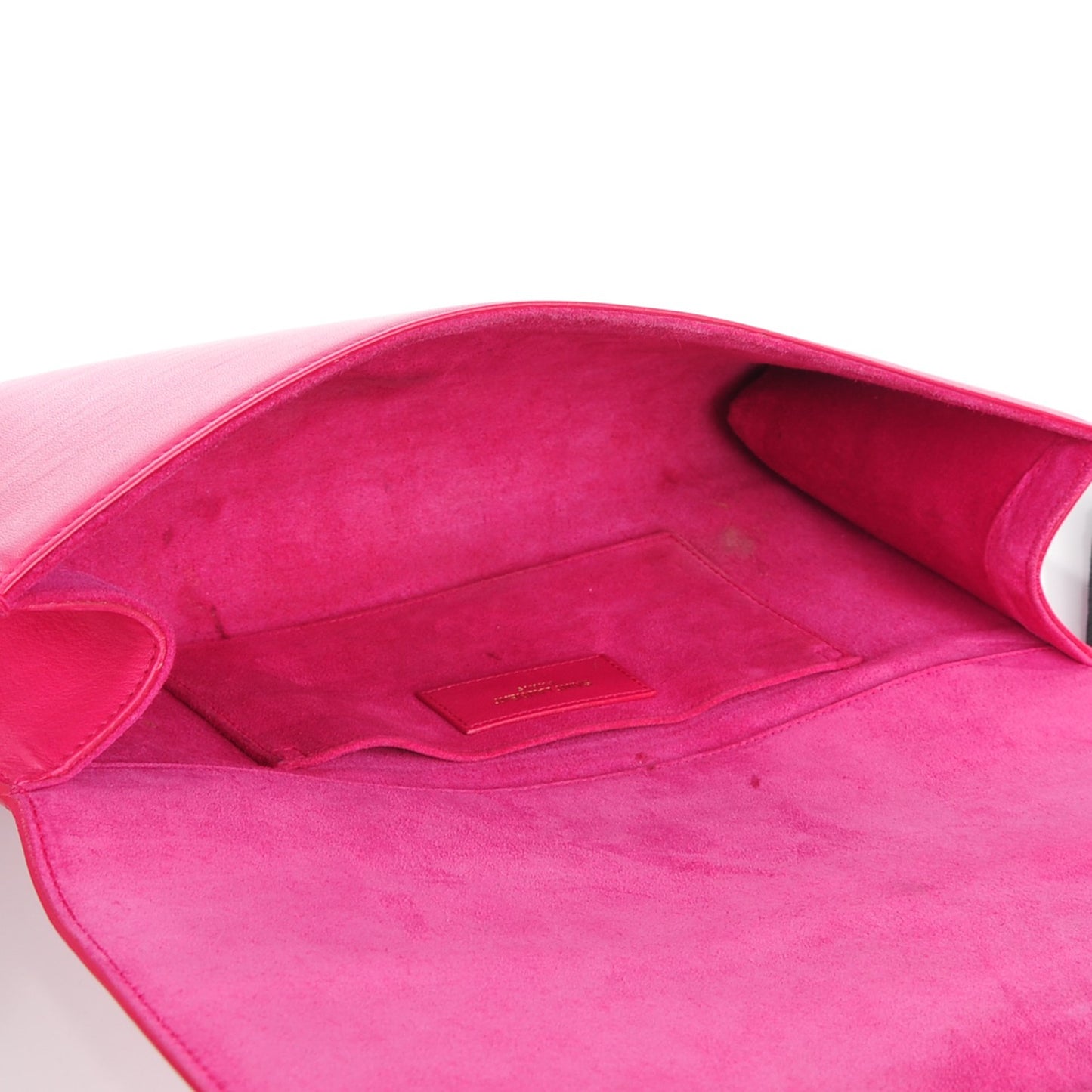 Calfskin Classic Y Ligne Clutch Fuchsia