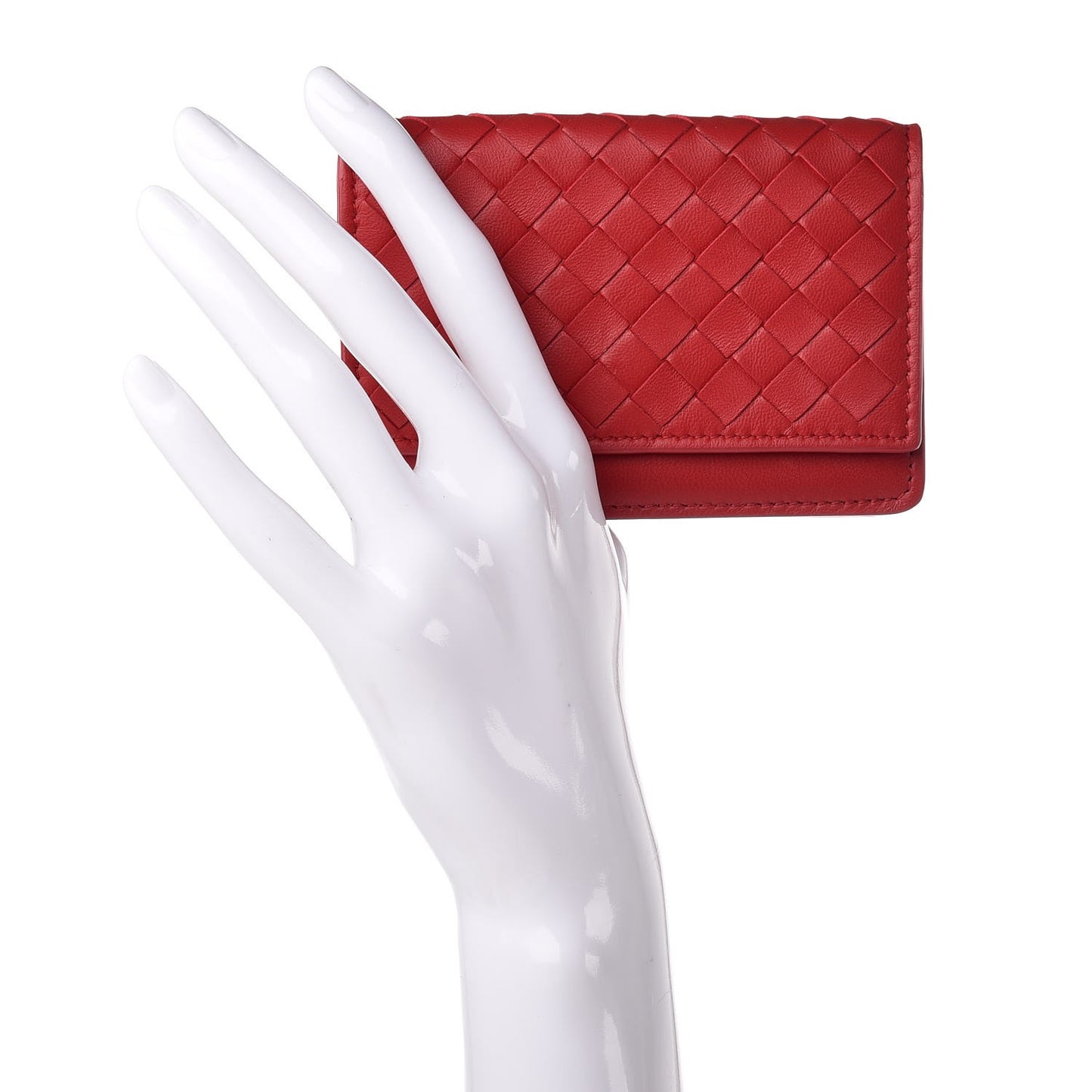 Nappa Intrecciato Card Holder China Red