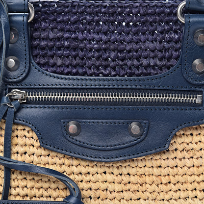 Balenciaga Raffia Bi-Color Panier Basket Tote Natural Bleu Tanzanite 12 of 12