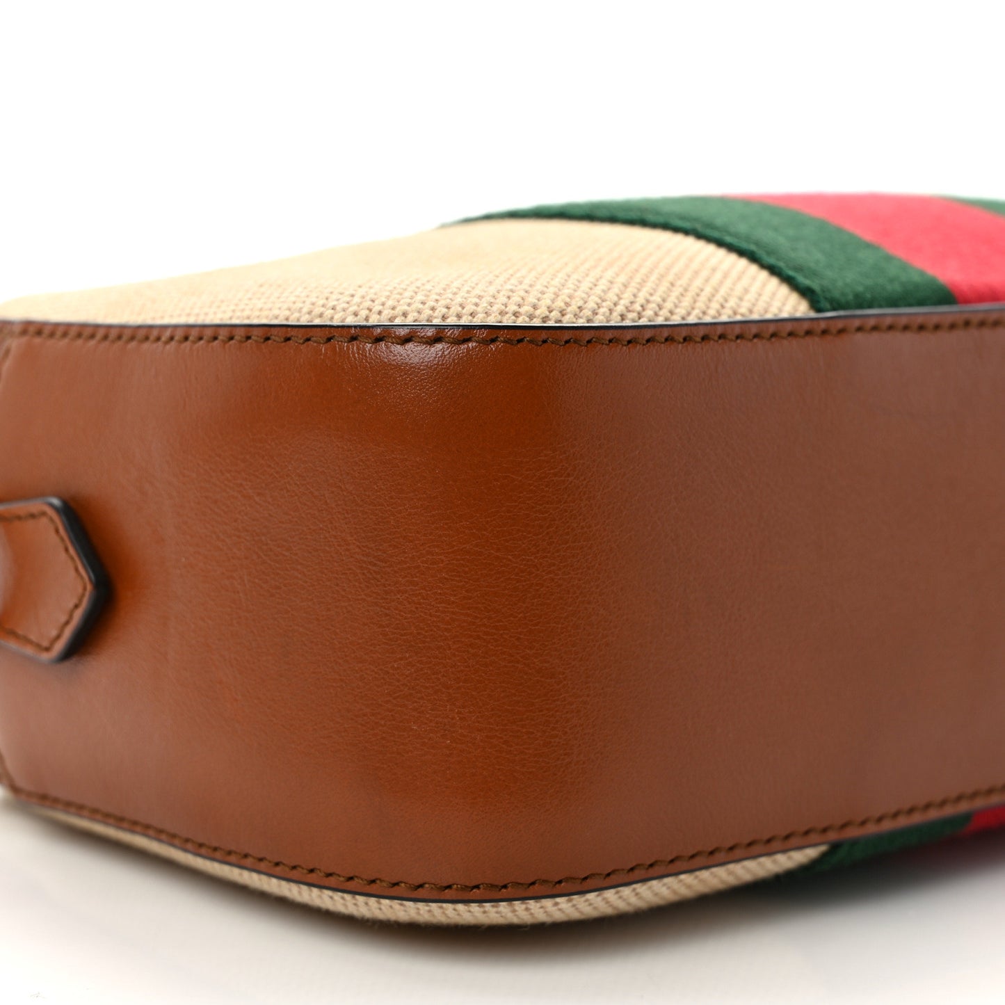 Vintage Canvas Web Shoulder Bag Sand Cuir