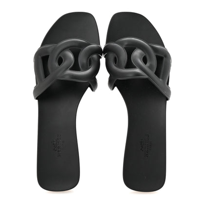 Hermes Rubber Aloha Sandals 38 Black 2 of 9