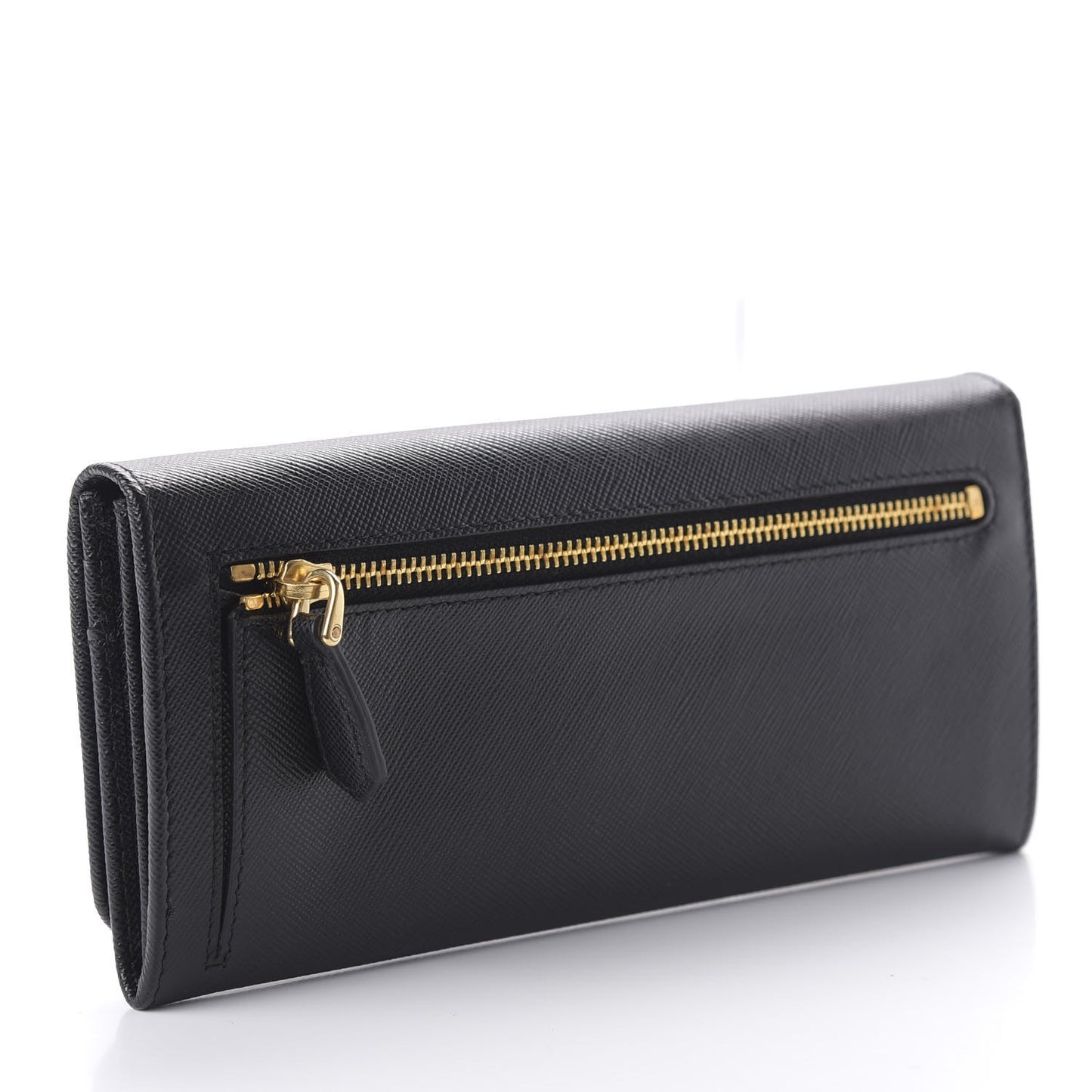 Saffiano Metal Continental Flap Wallet Black