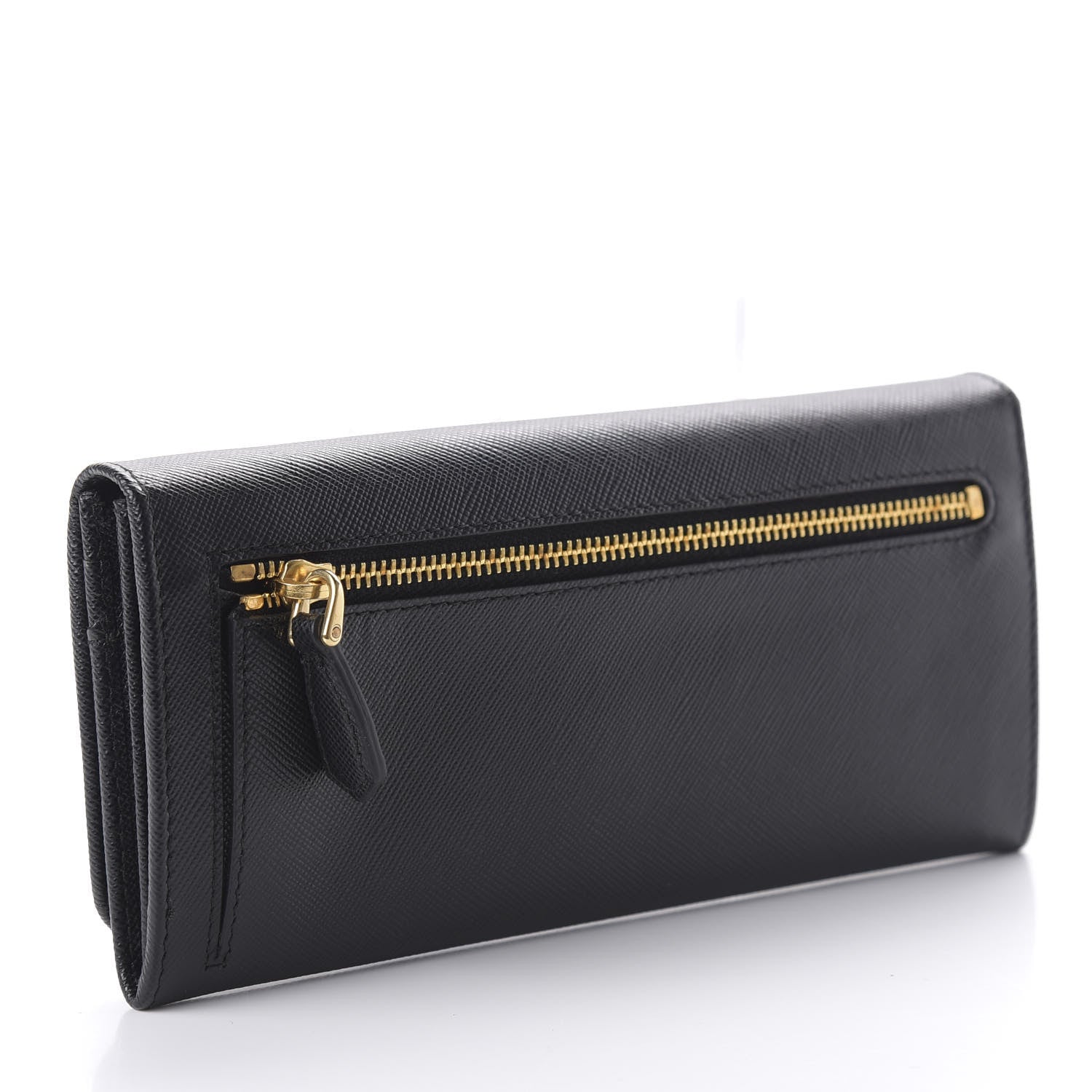Prada Saffiano Metal Continental Flap Wallet Black 3 of 10