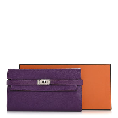 Hermes Chevre Mysore Kelly Longue Wallet Violet 9 of 9