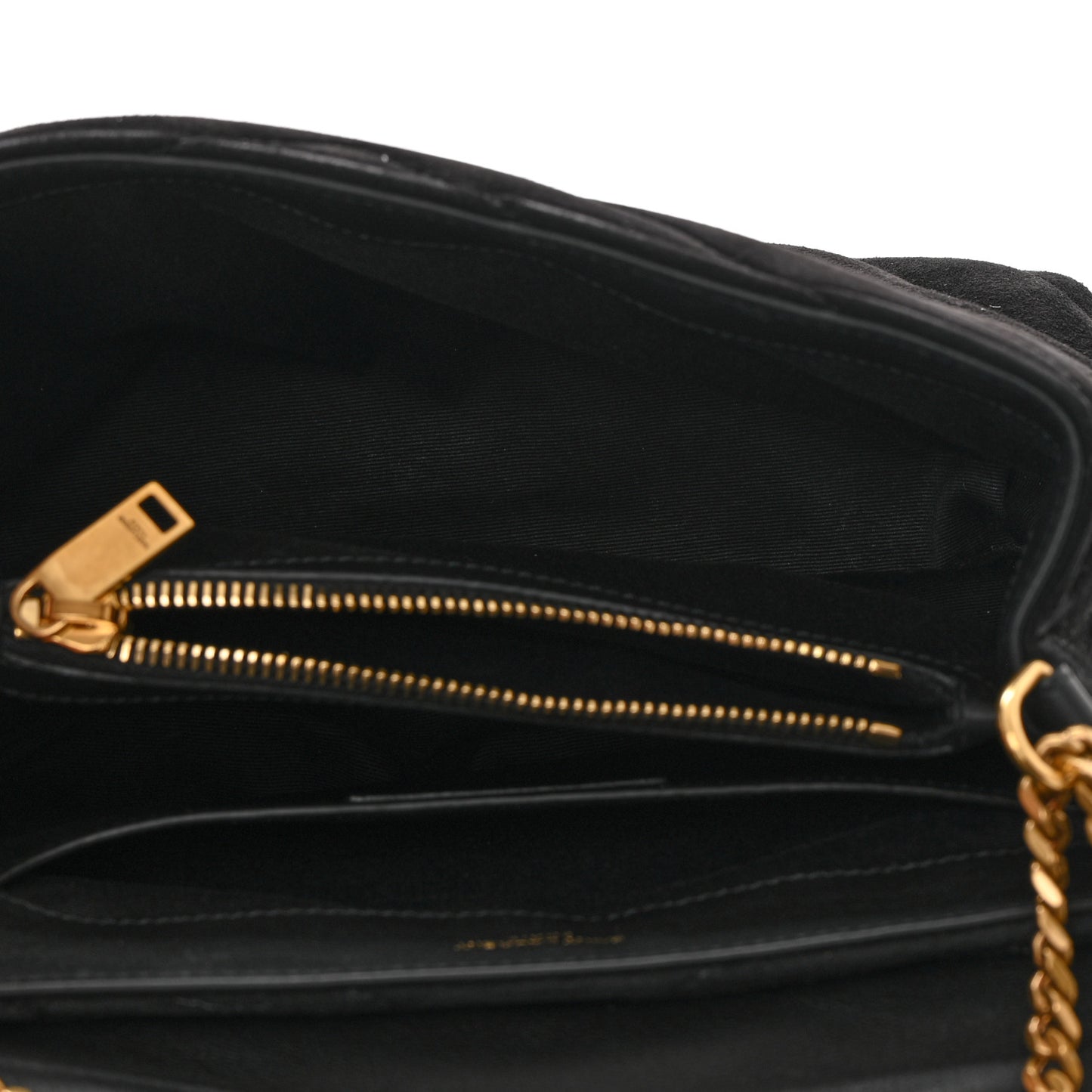 Suede Calfskin Y Quilted Monogram Small Loulou Chain Satchel Black