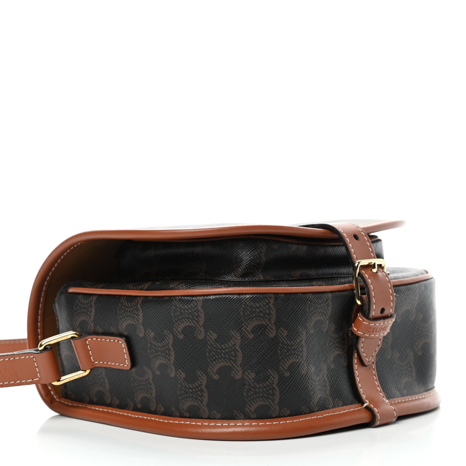 Celine Triomphe Canvas Medium Folco Bag Tan 3 of 4