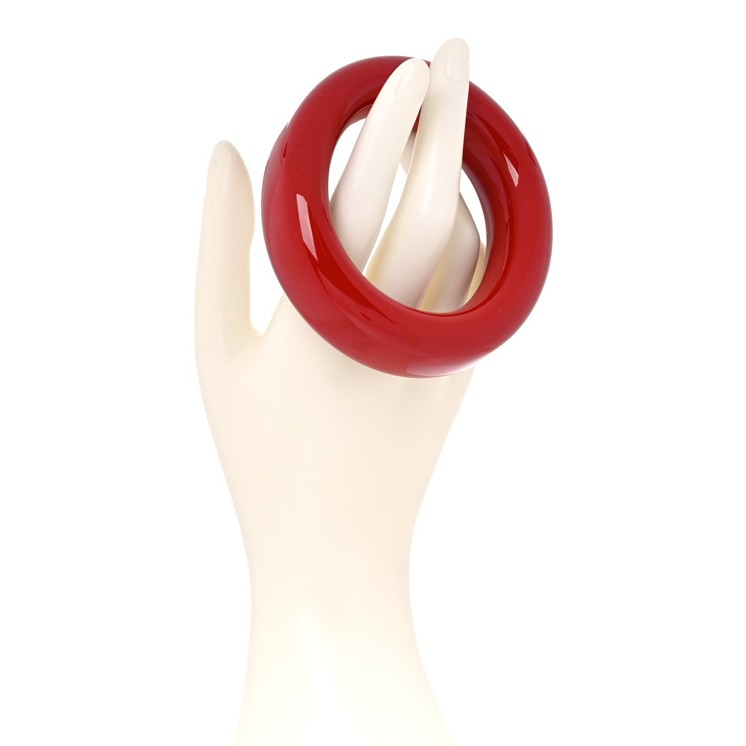 Tiffany Lacquer Hardwood Elsa Peretti Doughnut Bangle Bracelet Red 2 of 4
