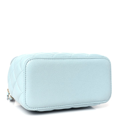 Chanel Caviar Quilted Small Tiny CC Vanity Case With Chain Light Blue 4 of 10