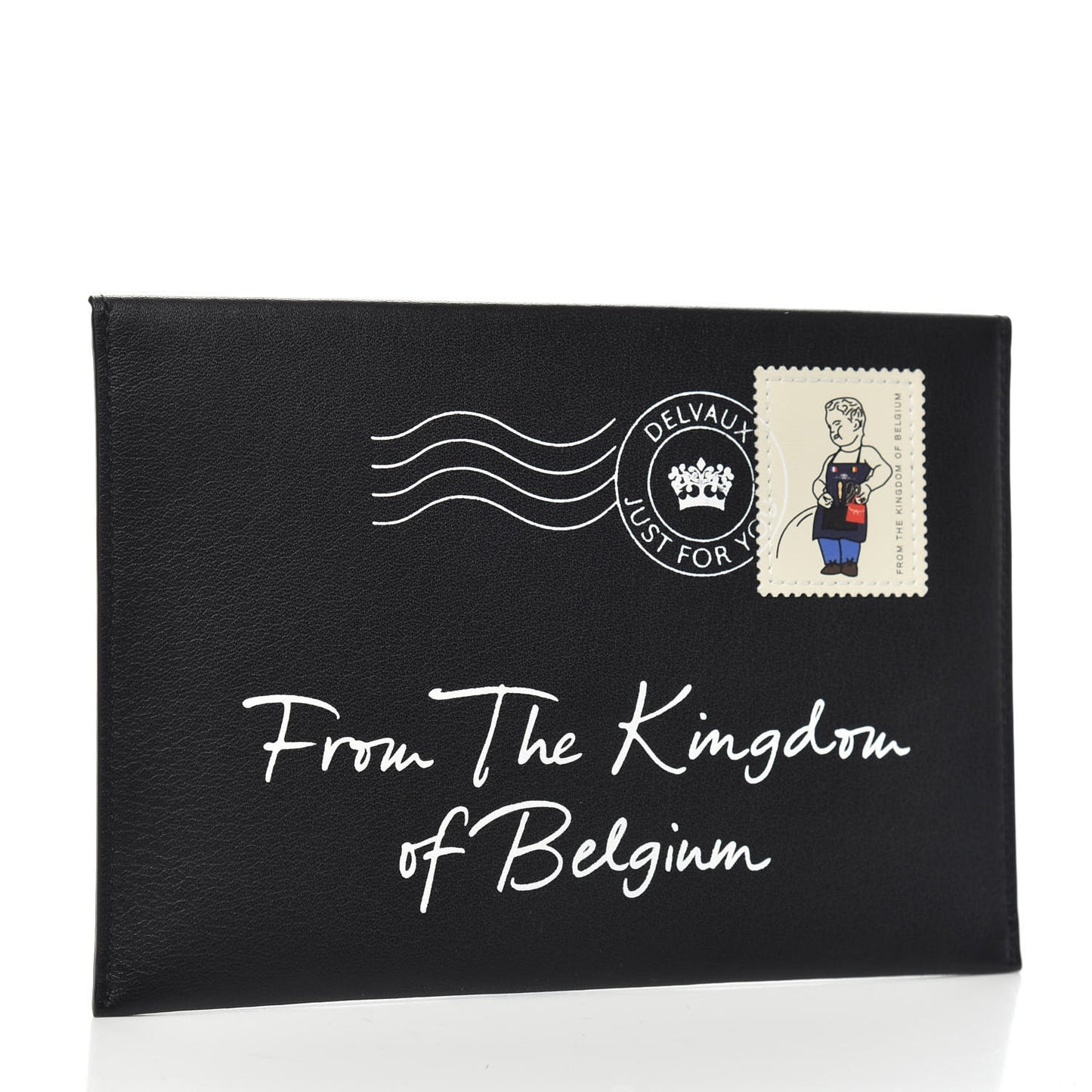 Grained Calfskin Envelope Clutch Black