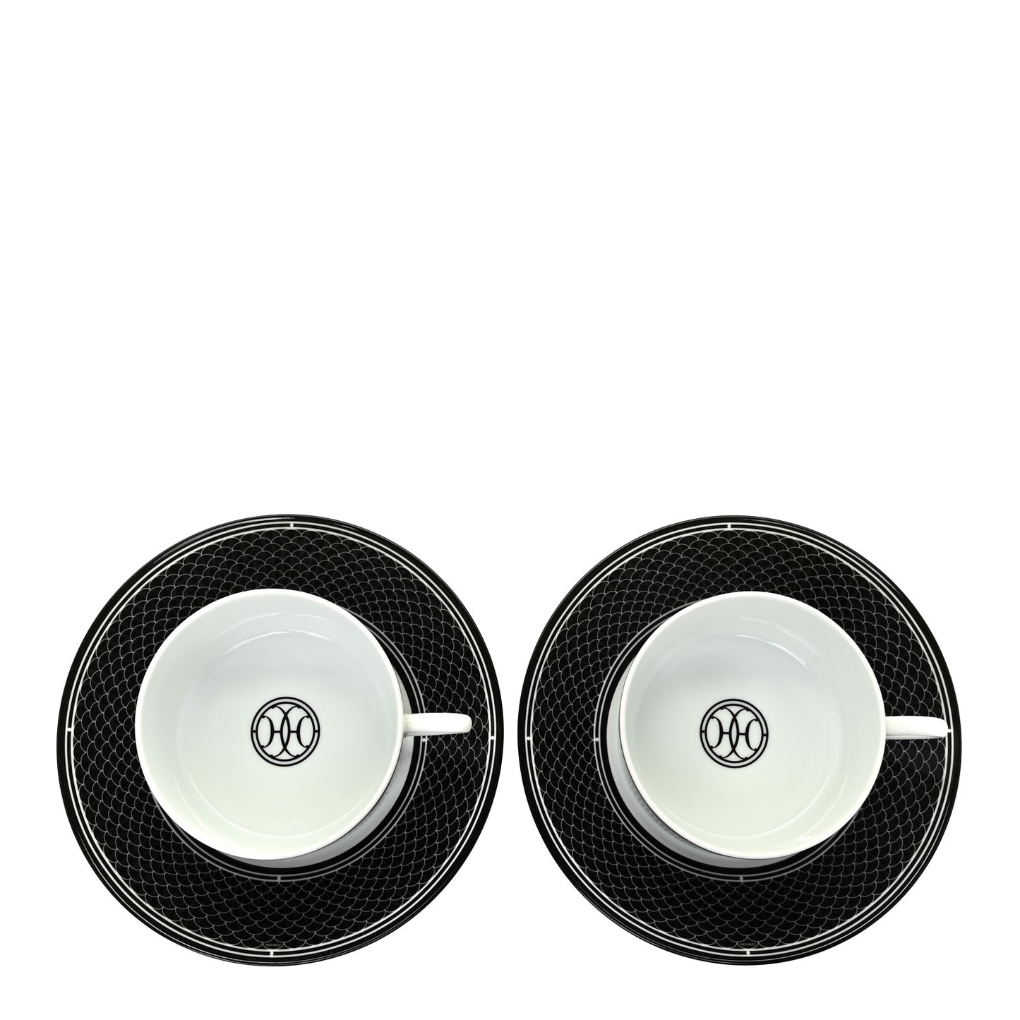 Porcelain H Deco Breakfast Cup And Saucer Set Of 2 Black