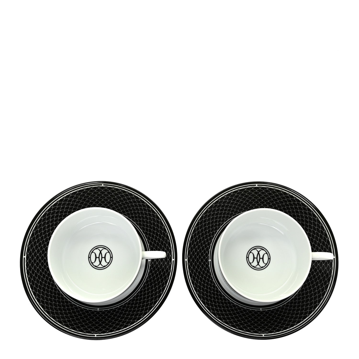 Hermes Porcelain H Deco Breakfast Cup And Saucer Set Of 2 Black 1 of 7