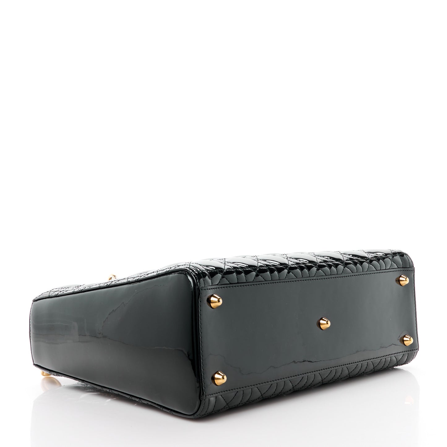 CHRISTIAN DIOR Patent Cannage Large Lady Dior Black