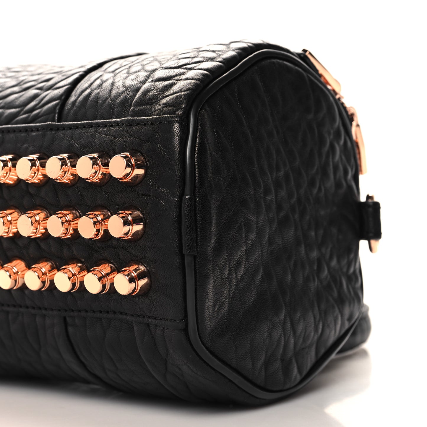 Pebbled Lambskin Mini Rockie Black Rose Gold Hardware