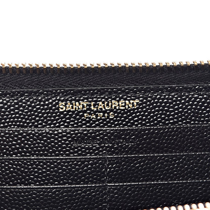 Saint Laurent Grain De Poudre Matelasse Chevron Monogram Zip Around Wallet Black 7 of 9