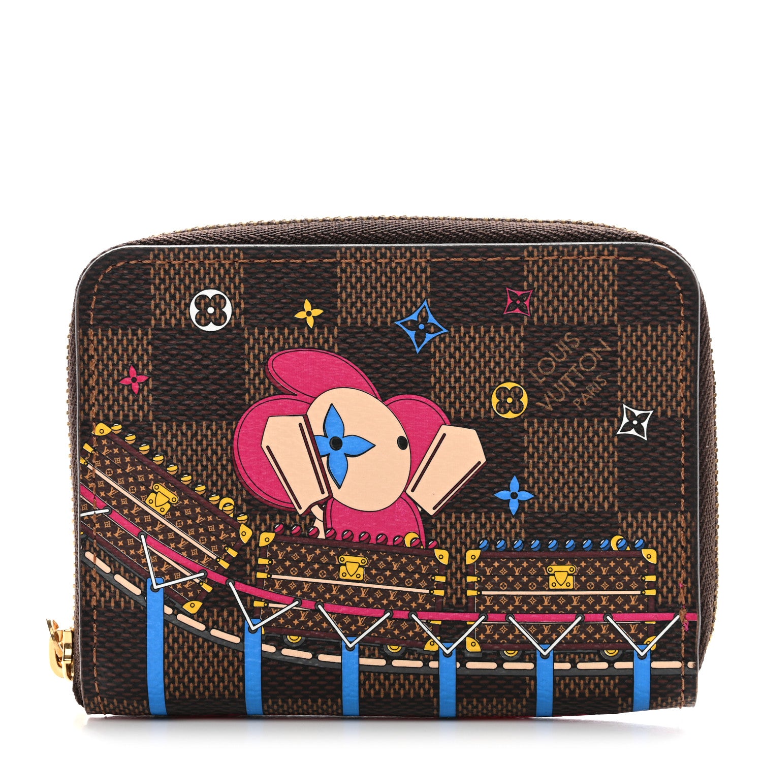 Louis Vuitton Damier Ebene 2020 Christmas Animation Roller Coaster Zippy Coin Purse Pivoine 1 of 6