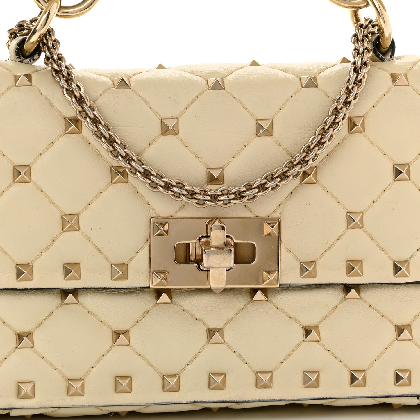 Nappa Small Rockstud Spike Shoulder Bag Light Ivory