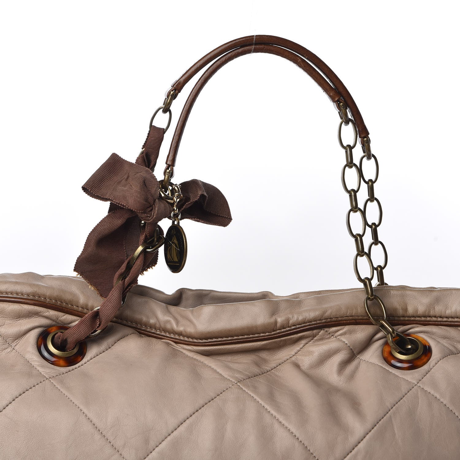 Lanvin Lambskin Quilted Amalia Cabas Tote Taupe 7 of 7