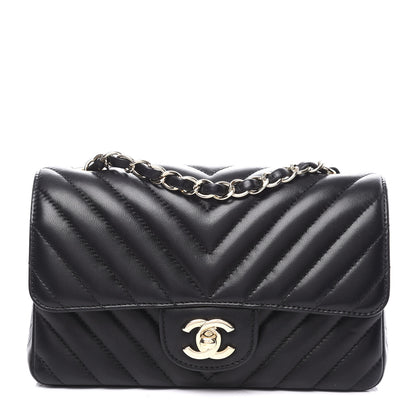 Chanel Lambskin Chevron Quilted Mini Rectangular Flap Black 1 of 10
