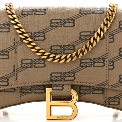 Balenciaga Coated Canvas BB Monogram Hourglass Chain Bag Beige Brown 7 of 9