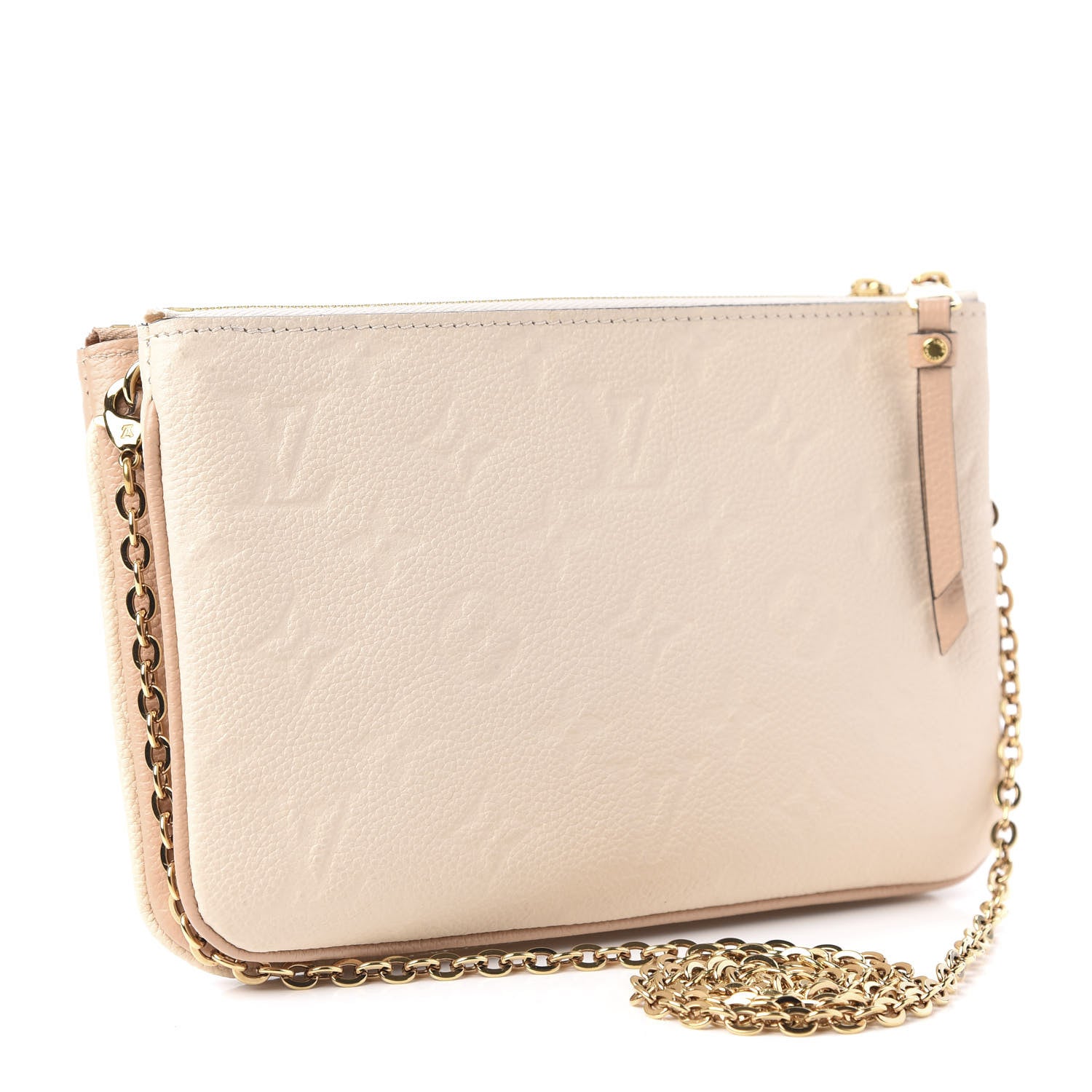 Louis Vuitton Empreinte Double Zip Pochette Beige Rose Creme 3 of 9